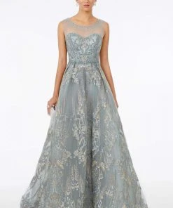 GLS By Gloria - GL2980 Embroidered Scoop Neck A-Line Dress