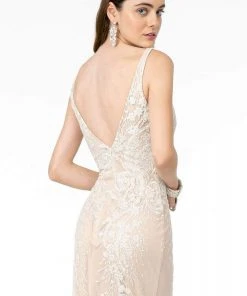 GLS By Gloria - GL2985 Embroidered Deep V-Neck Trumpet Dress 9 GLS By Gloria - GL2985 Embroidered Deep V-Neck Trumpet Dress