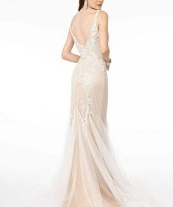 GLS By Gloria - GL2985 Embroidered Deep V-Neck Trumpet Dress 7 GLS By Gloria - GL2985 Embroidered Deep V-Neck Trumpet Dress