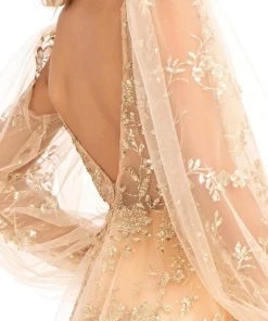 GLS By Gloria GL3001 - Long Puffed Sleeves Deep V-neck Evening Gown 13 GLS By Gloria GL3001 - Long Puffed Sleeves Deep V-neck Evening Gown