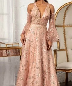 GLS By Gloria GL3002 - Sleeveless Halter V-neck Long Gown 14 GLS By Gloria GL3002 - Sleeveless Halter V-neck Long Gown