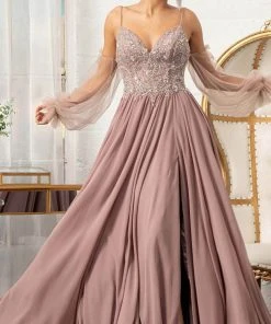 GLS By Gloria GL3005 - Sleeveless Deep V-neck Long Gown
