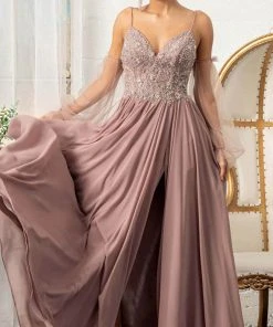 GLS By Gloria GL3005 - Sleeveless Deep V-neck Long Gown