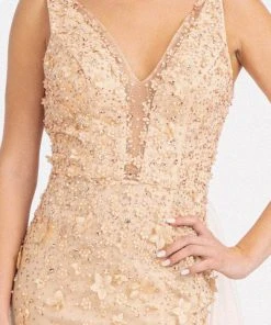 GLS By Gloria GL3011 - V-Neck Overskirt Prom Gown