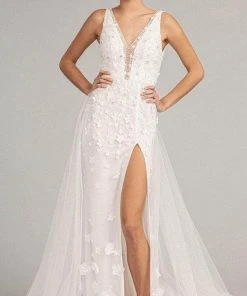 GLS By Gloria GL3011 - V-Neck Overskirt Prom Gown