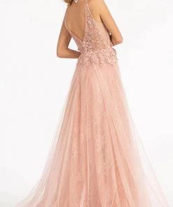 GLS By Gloria GL3012 - Sleeveless Deep V-neckline Evening Gown