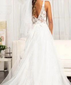 GLS By Gloria GL3012 - Sleeveless Deep V-neckline Evening Gown