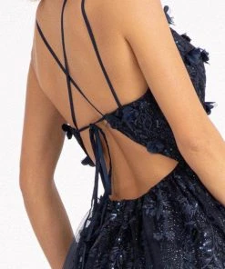 GLS By Gloria GL3033 - Appliqued V-Neck Prom Gown