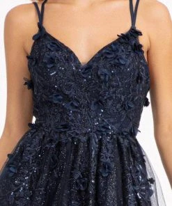 GLS By Gloria GL3033 - Appliqued V-Neck Prom Gown