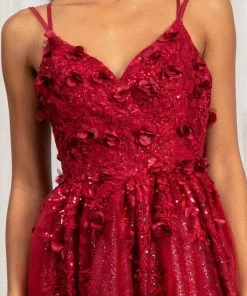 GLS By Gloria GL3033 - Appliqued V-Neck Prom Gown