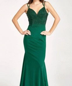 GLS By Gloria GL3036 - Sleeveless Beaded Jersey Evening Gown