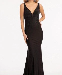 GLS By Gloria GL3037 - Plunging V-Neck Wide Open V-Back Mermaid Dress