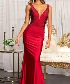 GLS By Gloria GL3037 - Plunging V-Neck Wide Open V-Back Mermaid Dress 18 GLS By Gloria GL3037 - Plunging V-Neck Wide Open V-Back Mermaid Dress
