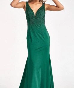 GLS By Gloria GL3037 - Plunging V-Neck Wide Open V-Back Mermaid Dress 22 GLS By Gloria GL3037 - Plunging V-Neck Wide Open V-Back Mermaid Dress