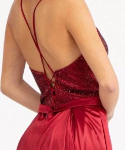 GLS By Gloria GL3040 - V-Neck Satin Formal Gown 23 GLS By Gloria GL3040 - V-Neck Satin Formal Gown