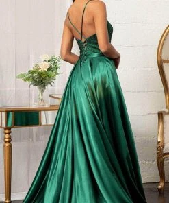 GLS By Gloria GL3040 - V-Neck Satin Formal Gown 16 GLS By Gloria GL3040 - V-Neck Satin Formal Gown