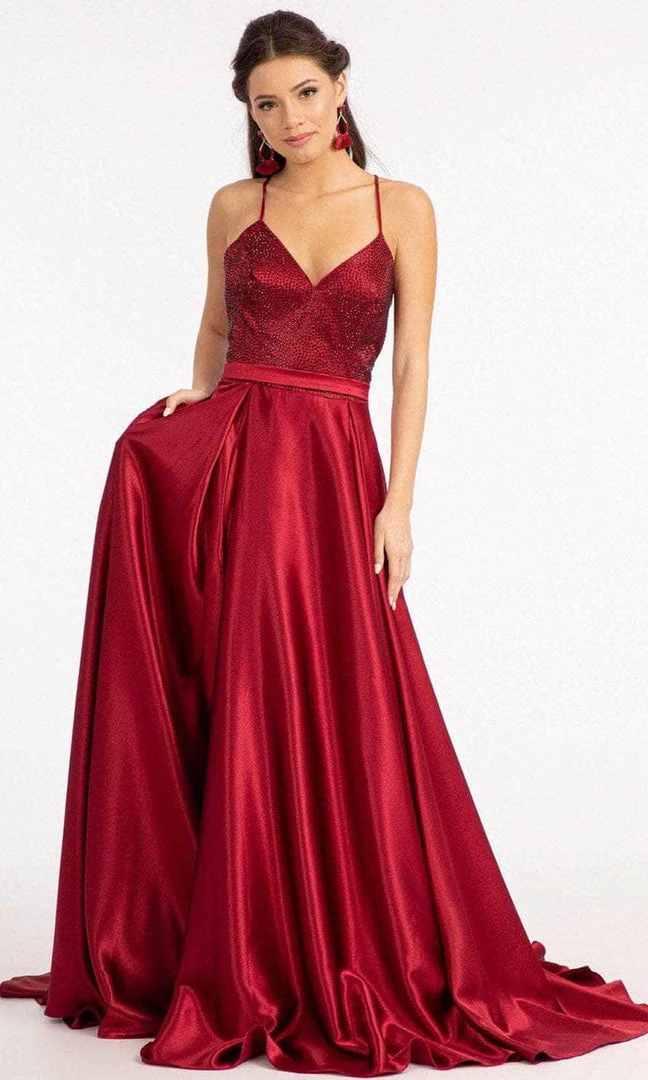 GLS By Gloria GL3040 - V-Neck Satin Formal Gown 8 GLS By Gloria GL3040 - V-Neck Satin Formal Gown