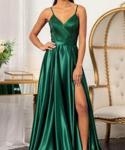 GLS By Gloria GL3040 - V-Neck Satin Formal Gown 17 GLS By Gloria GL3040 - V-Neck Satin Formal Gown