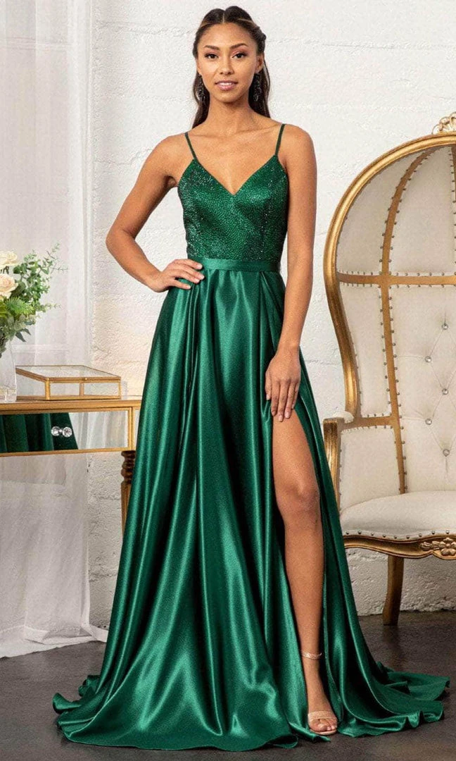 GLS By Gloria GL3040 - V-Neck Satin Formal Gown 5 GLS By Gloria GL3040 - V-Neck Satin Formal Gown