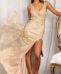 GLS By Gloria GL3042 - Deep V-Neck Sleeveless Evening Gown 16 GLS By Gloria GL3042 - Deep V-Neck Sleeveless Evening Gown