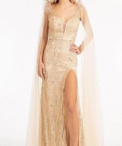 GLS By Gloria GL3047 - Draping Sash Evening Gown