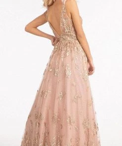 GLS By Gloria GL3048 - Sleeveless Feather A-line Dress