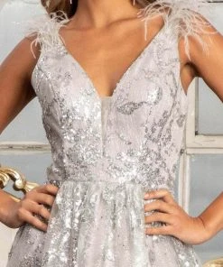 GLS By Gloria GL3048 - Sleeveless Feather A-line Dress