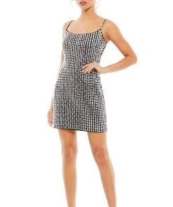 Ieena Duggal - 10782 Scoop Beaded Sheath Mini Dress