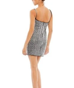 Ieena Duggal - 10782 Scoop Beaded Sheath Mini Dress