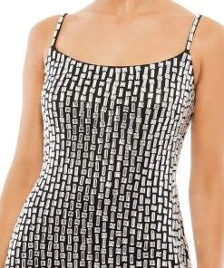 Ieena Duggal - 10782 Scoop Beaded Sheath Mini Dress