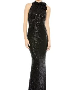 Ieena Duggal - 11280 Sequin Bow Accent Halter Gown