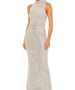 Ieena Duggal - 11280 Sequin Bow Accent Halter Gown