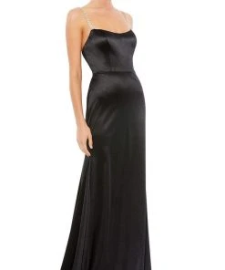 Ieena Duggal - 12428 Rhinestone Double Strap Satin Gown