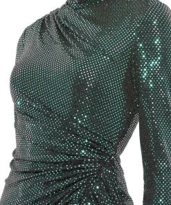 Ieena Duggal 12502 - Shimmering Long Sleeved Cocktail Dress