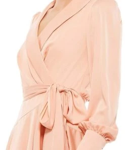 Ieena Duggal - 12514I Long Sleeve Wrap Satin Dress 13 Ieena Duggal - 12514I Long Sleeve Wrap Satin Dress