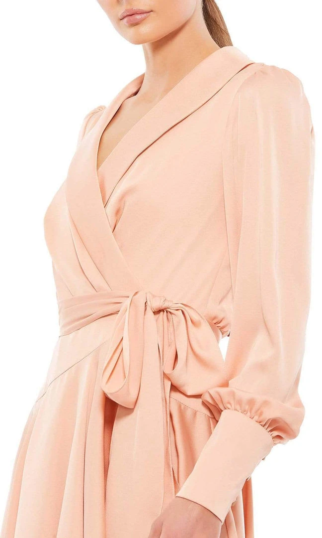 Ieena Duggal - 12514I Long Sleeve Wrap Satin Dress 8 Ieena Duggal - 12514I Long Sleeve Wrap Satin Dress