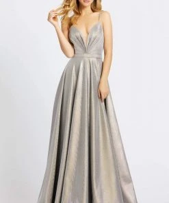 Ieena Duggal - 20165I Ruched Plunging V-Neck Evening Gown