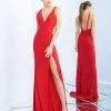 Ieena Duggal - 25846I Plunging V-Neck High Slit Sheath Gown