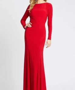 Ieena Duggal - 25929 Long Sleeve Cowl Back Long Gown 7 Ieena Duggal - 25929 Long Sleeve Cowl Back Long Gown