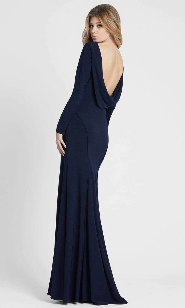 Ieena Duggal - 25929 Long Sleeve Cowl Back Long Gown 4 Ieena Duggal - 25929 Long Sleeve Cowl Back Long Gown