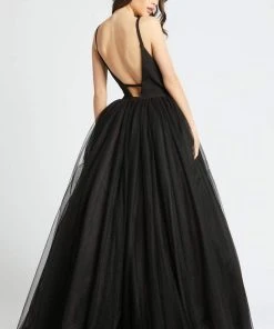 Mac Duggal Ieena Duggal - 26028I Sleeveless V-neck Ballgown With Low V-back