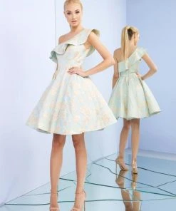 Mac Duggal Ieena Duggal - 26098I Asymmetrical Ruffled A-Line Cocktail Dress