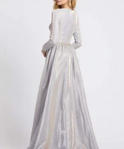 Ieena Duggal - 26125I Long Sleeves A-Line Gown With Slit