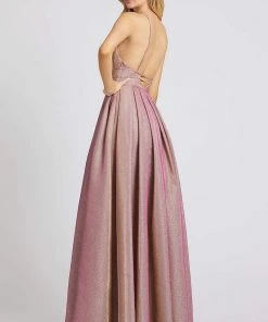 Ieena Duggal - 26148I Shimmering Sleeveless Plunged V Neck A-Line Gown