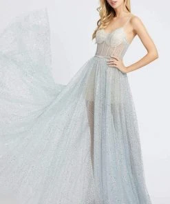 Ieena Duggal - 26186I V-neck Romper With A-line Overskirt