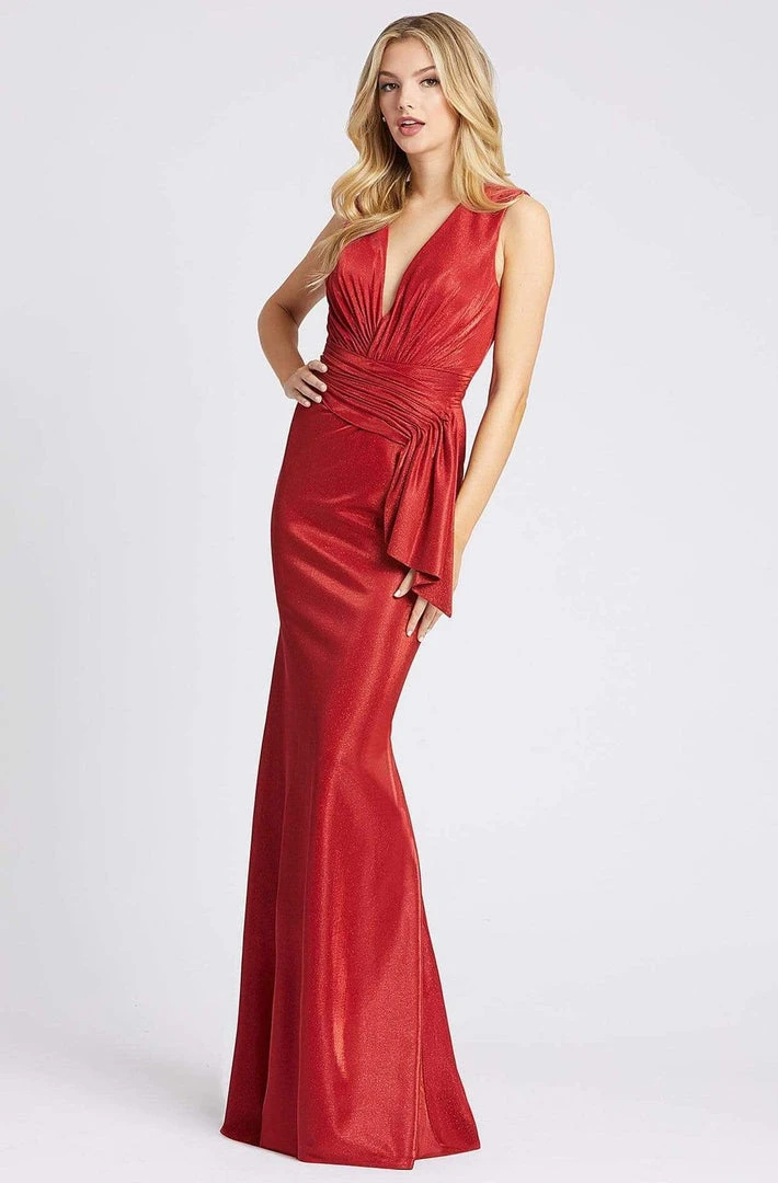 Mac Duggal Ieena Duggal - 26261I Plunging V-Neck Shirred Bodice Long Gown 3 Mac Duggal Ieena Duggal - 26261I Plunging V-Neck Shirred Bodice Long Gown