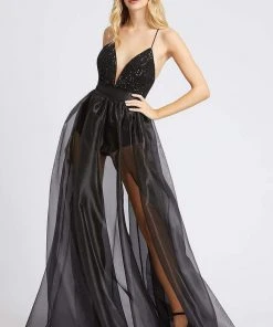 Ieena Duggal - 26292I Plunging Sequined Bodice Illusion A-Line Gown 7 Ieena Duggal - 26292I Plunging Sequined Bodice Illusion A-Line Gown