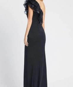 Ieena Duggal - 26372 One Shoulder Ruffle Ornate Long Gown