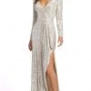 Ieena Duggal - 26395 V-Neck Long Sleeve Full Sequin Evening Gown 1 Ieena Duggal - 26395 V-Neck Long Sleeve Full Sequin Evening Gown