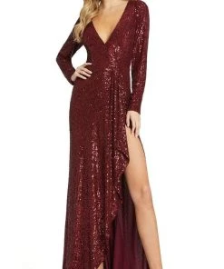 Ieena Duggal - 26395 V-Neck Long Sleeve Full Sequin Evening Gown 12 Ieena Duggal - 26395 V-Neck Long Sleeve Full Sequin Evening Gown